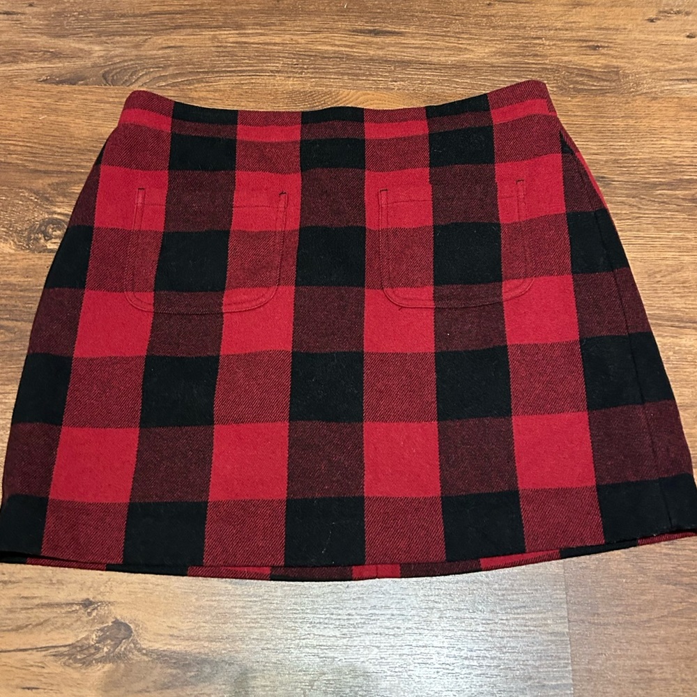 J Crew Wool Blend Buffalo Plaid  Skirt Size 12